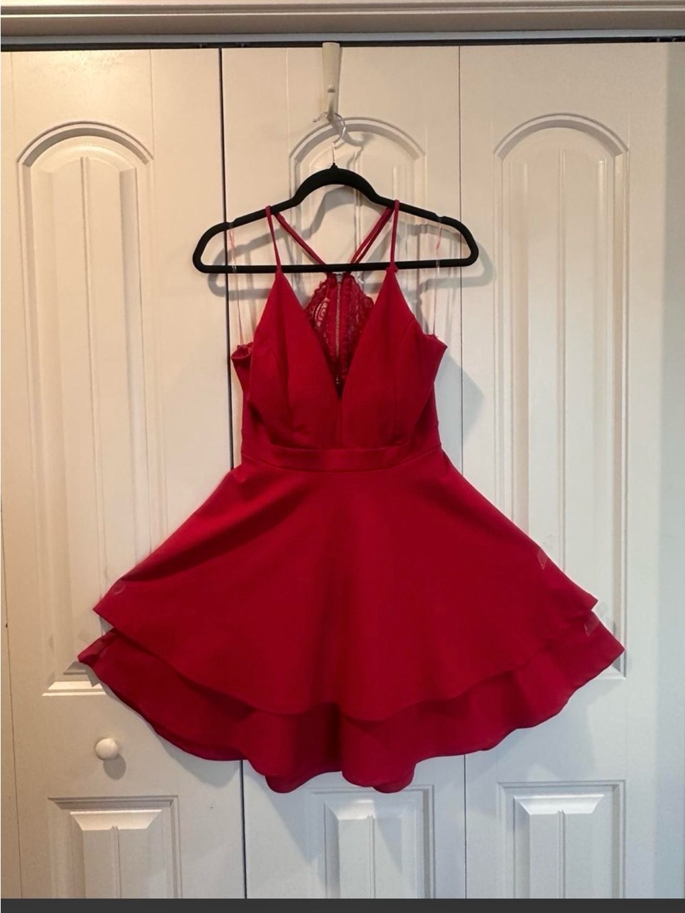 Honey and Rosie Red Lace-Back Fit & Flare Dress